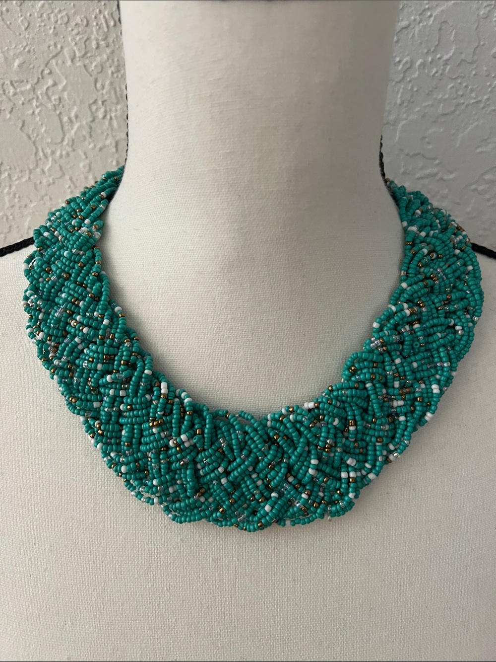 Jerollin Handwoven Turquoise Beaded Collar Necklace - Women Jewelry